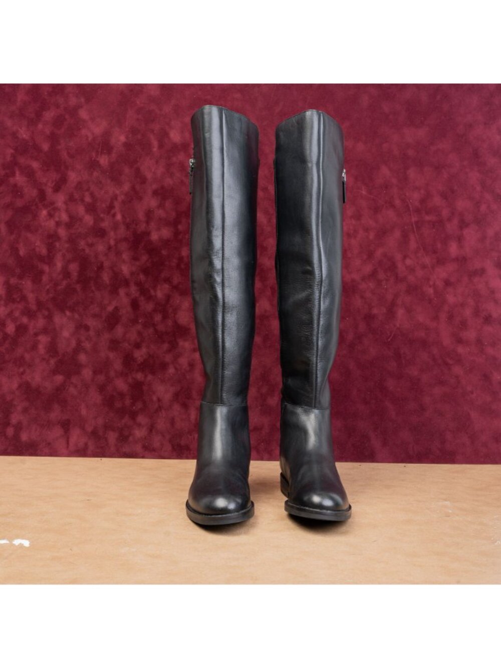 Cole Haan Women Chase Fashion Zip Party Black Leather Stretch OTK Boots sz 6 - Picture 2 of 10